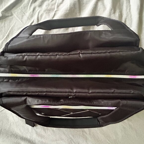 Lug Rumble Satchel with Crossbody Strap Black with Rainbow Stitching - Picture 3 of 13